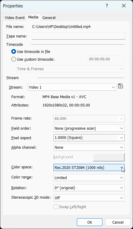 Footage HDR Color Space